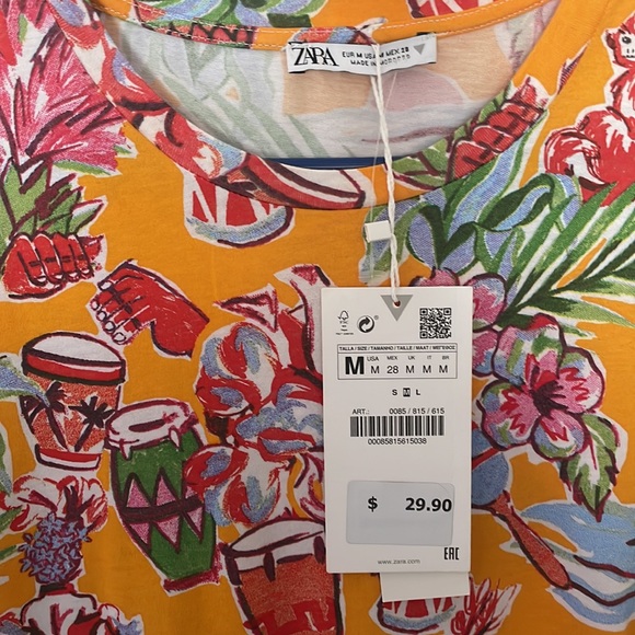 Zara Orange Mini Tropical Jungle Print Cutout Dress - Picture 3 of 12
